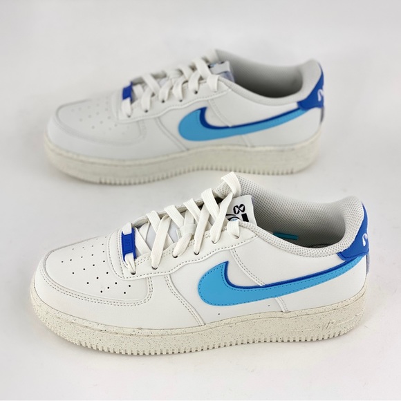 Nike Air Force 1 LV8 White Blue Youth 7Y GS Sneakers Double Swoosh DQ0359 100 - Picture 3 of 12